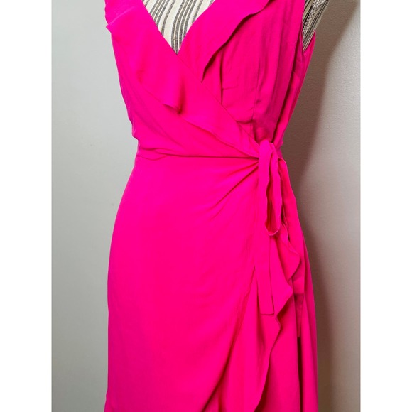 Cupcakes and Cashmere Vibrant Pink Ruffle Wrap Dress Women Small Barbiecore NWT - Picture 6 of 12